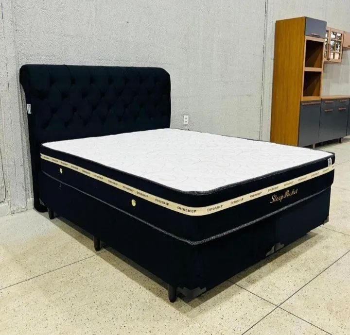 Cama Queen  cor preta + cabeceira 