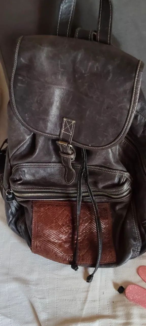 Bolsa mochila de couro de marca  - Foto 3