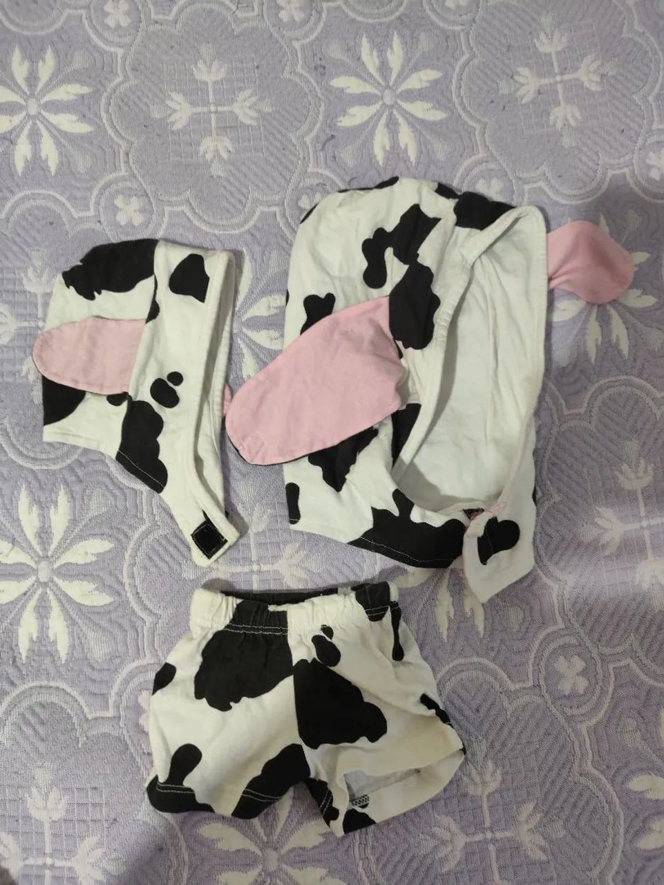 Conjunto roupinha para boneca de vaquinha 