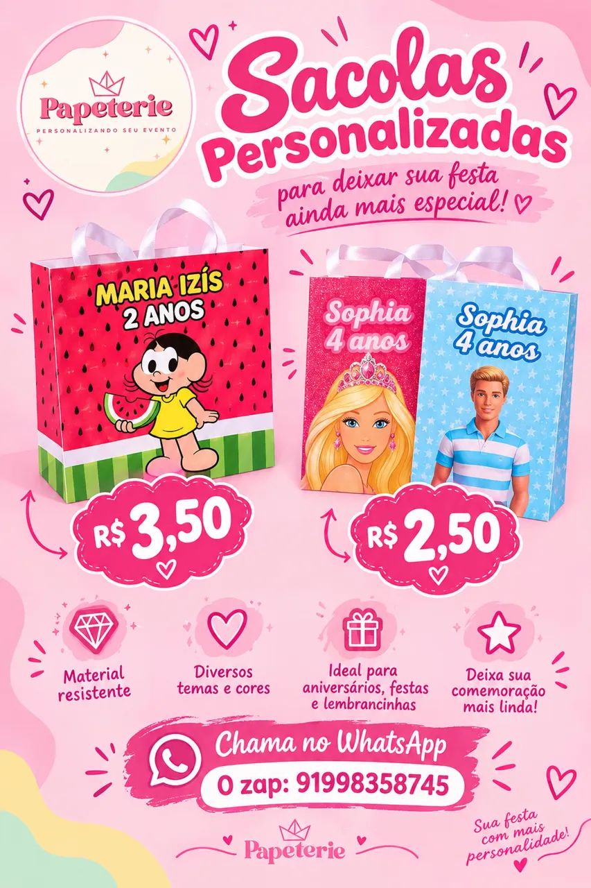 Sacolinha personalizada para eventos
