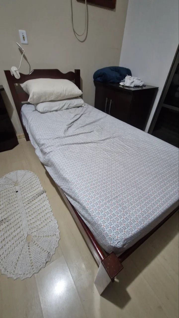 Cama solteiro com colchão, madeira maciça  - Foto 2