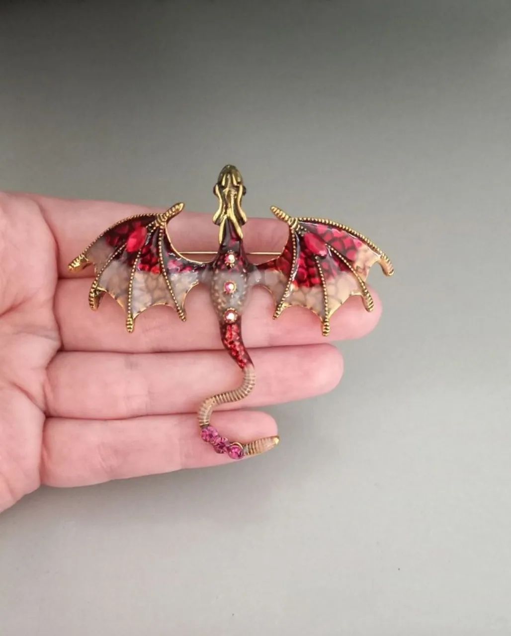 Broche de Dragão Vermelho e Rosa (novo) - Foto 2