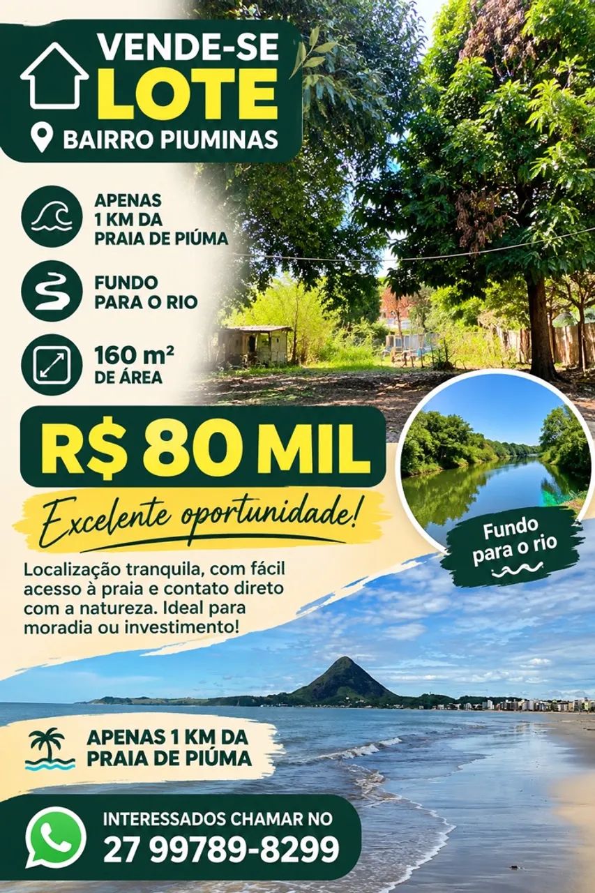 Lote no Piuminas de fundo pro rio 