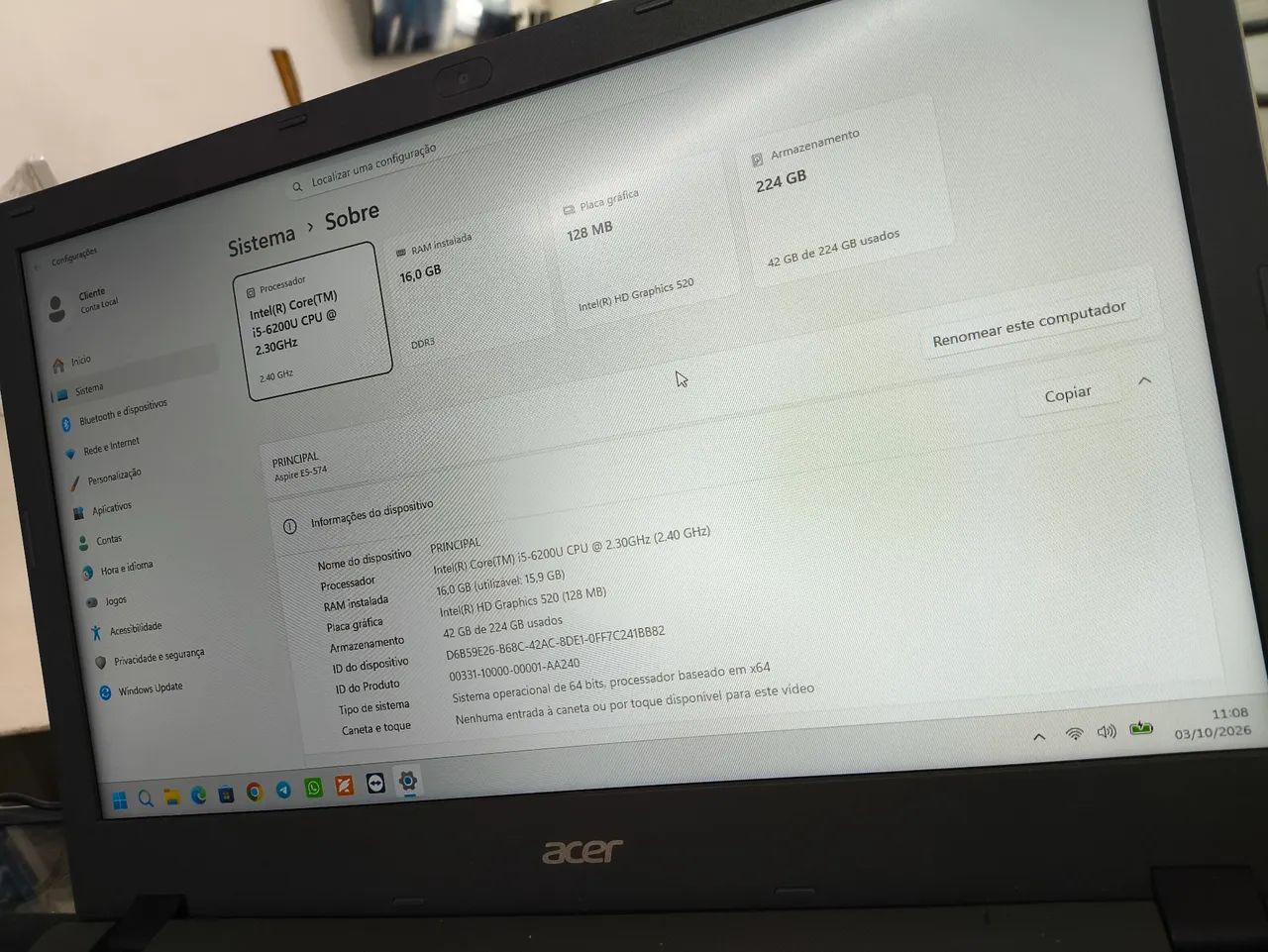 Notebook ACER Aspire E5-574 16GB RAM SSD 256GB - Foto 5