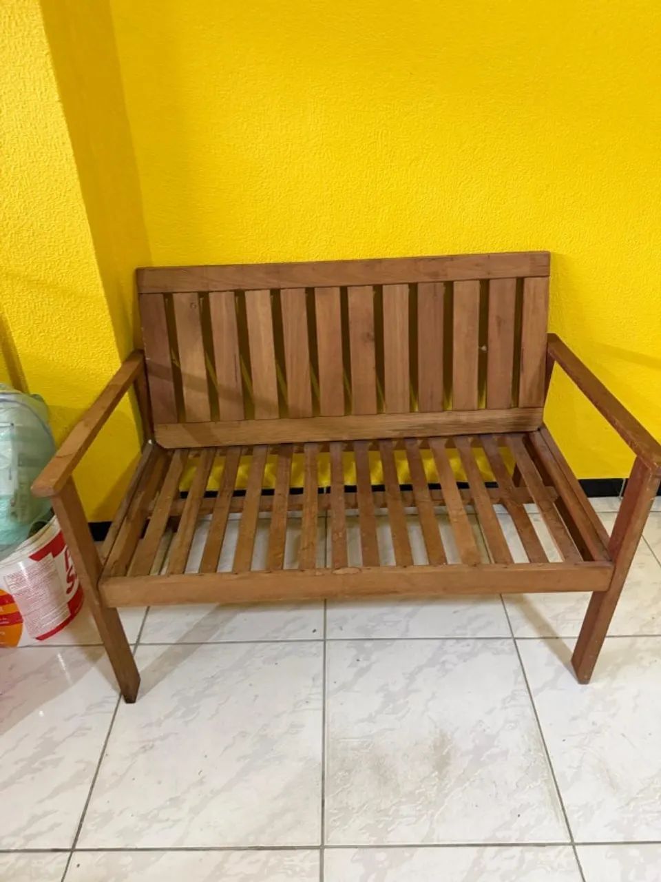 Banco Namoradeira Sofá Madeira Maciça San Martino 108cm - Foto 2