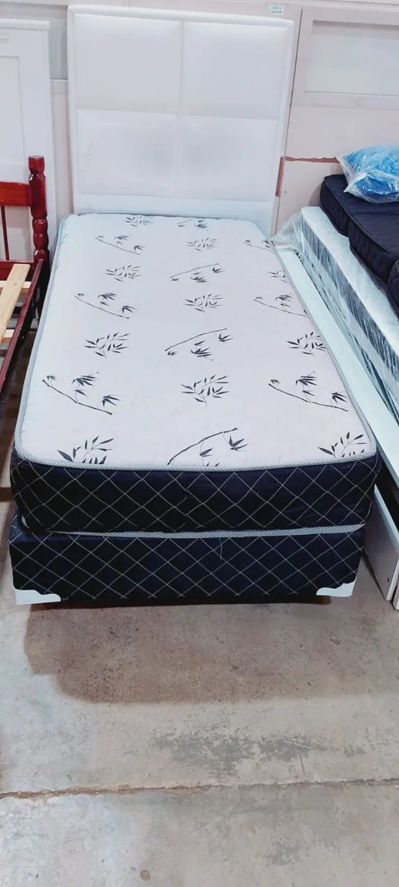 Cama Box Solteiro Colchao de Mola