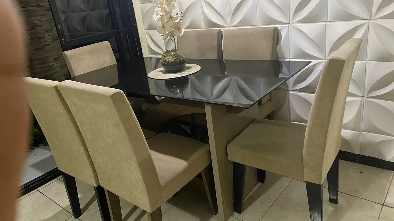 Mesa de de vidro 6 cadeiras  - Foto 5