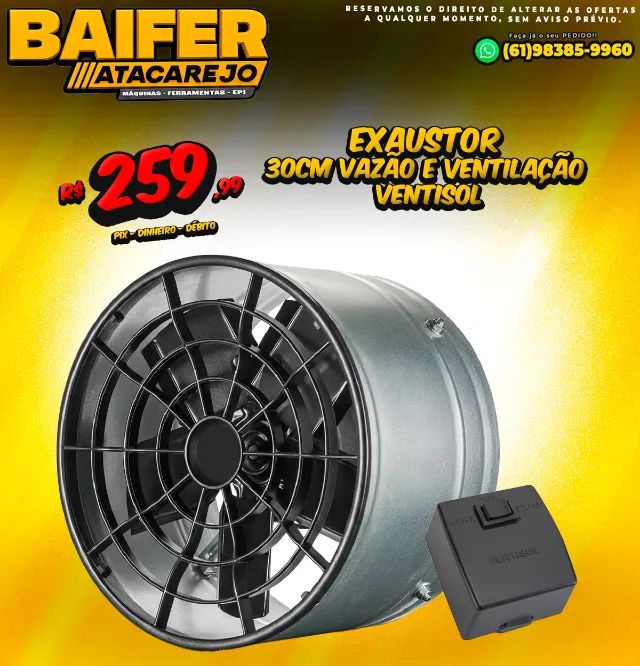 Exaustor 30cm Vazão e Ventilação Ventisol