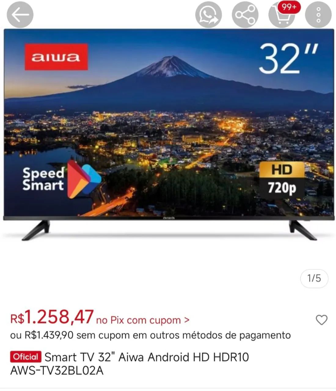 Tv smart aiwa 32 polegadas tela quebrada tem de tudo apps