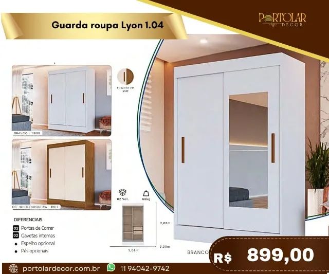 Guarda roupa Lyon a pronta entrega 