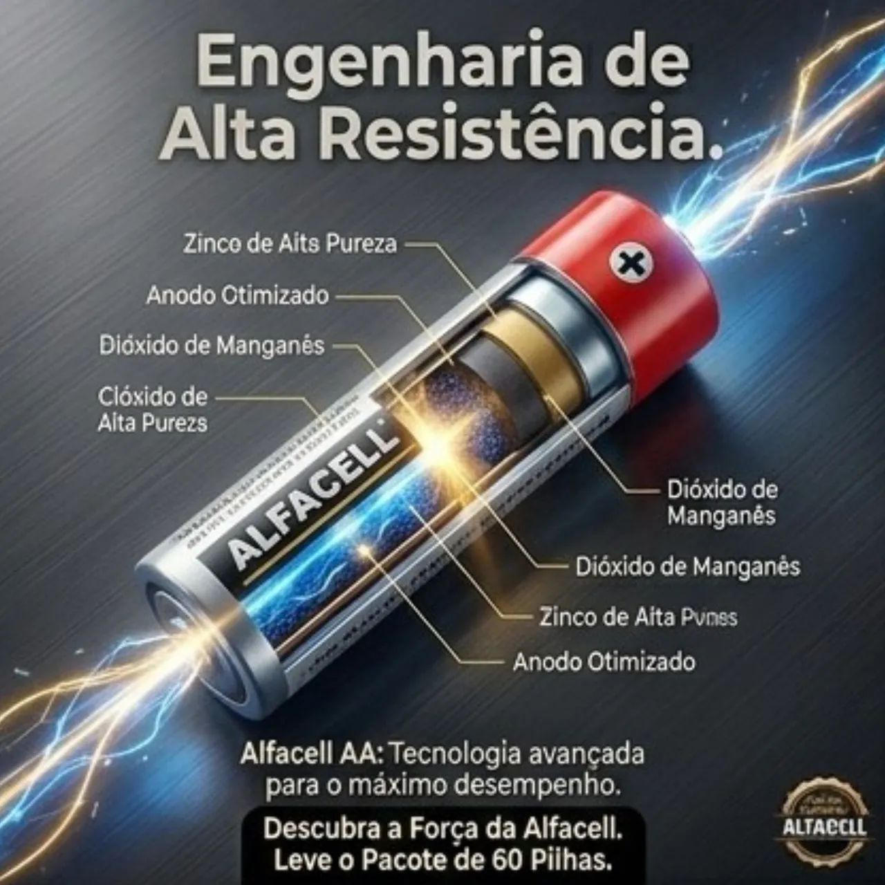 Kit 60 Pilha AA Pequena Afacell - Foto 4