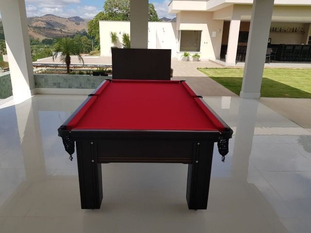 Mesa Madeira Pró Cor Preta Tecido Vermelho Mod. ZSAY4023 - Foto 2