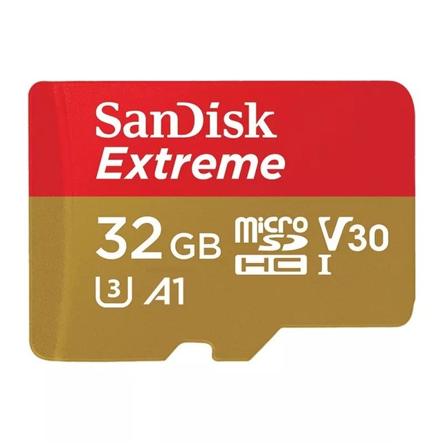 Cartão de Memória 32GB Extreme SanDisk Micro SD V30 Classe 10 A1 U3 - 1ª Linha