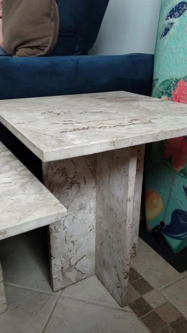 Mesa de Apoio de Mármore Travertino 100%-Tamanho P