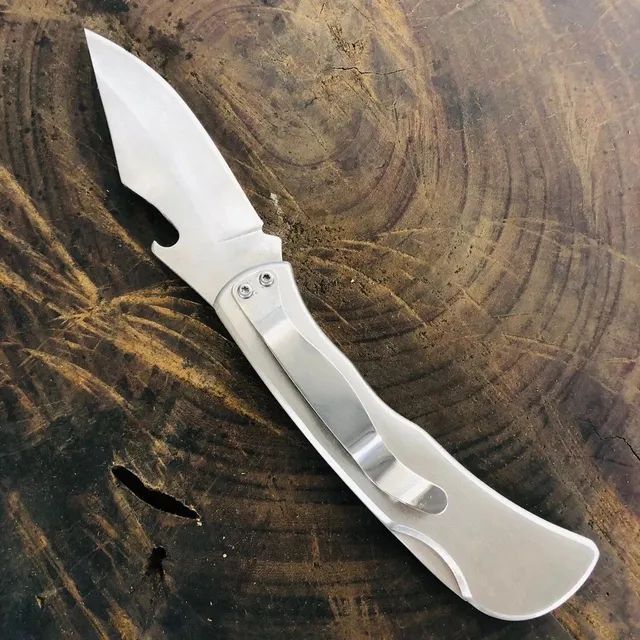 Canivete Aço inox com trava e clip de bolso e Abridor de Garrafa. - Foto 2