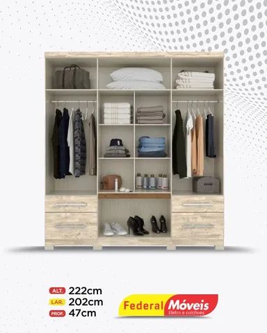 Guarda Roupa Porto Plus 8 Portas 4 Gavetas com Espelho Super Lindo Fazemos Entrega - Foto 2