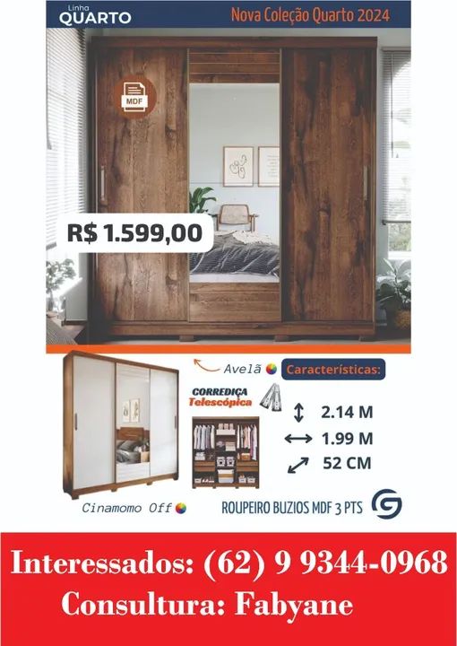Guarda Roupa Buzios 100% MDF - Foto 2