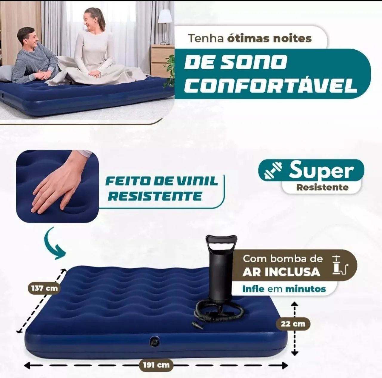 Colchão inflável casal + bomba - Foto 2