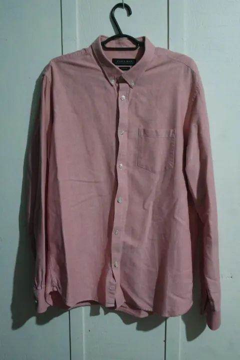 Camisa Zara Man Slim Fit Rosa Original tamanho XL - Foto 2