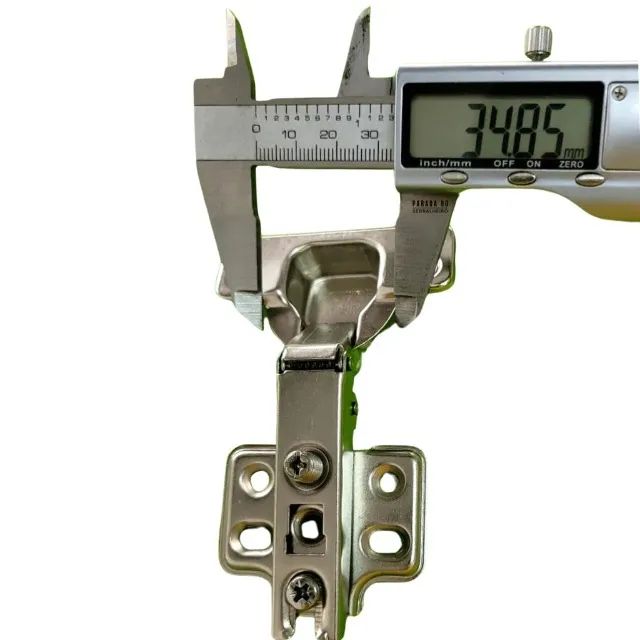kit 4 Dobradiça Reta Inox c/ Amortecedor 35mm | Porta de Armário | Guarda Roupas - Foto 5