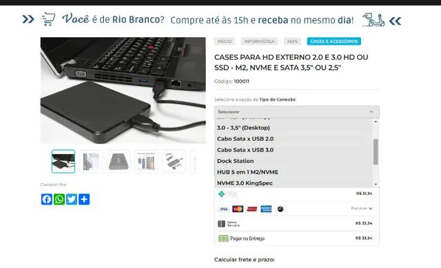 Case HD Externo - Sata, NVME, M2, 3.0 e 2.0