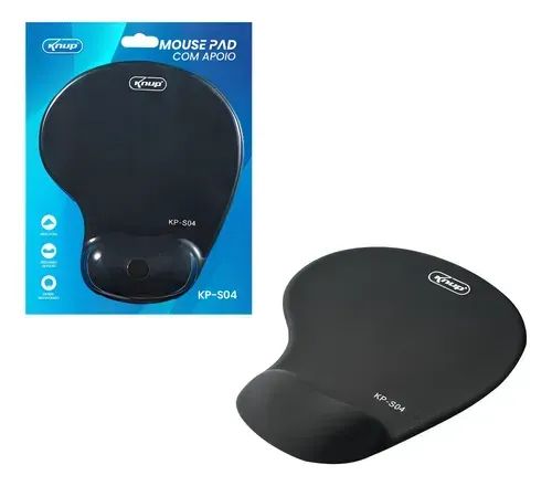 Mouse Pad Ergonômico Com Apoio De Pulso Em Gel Knup Preto 