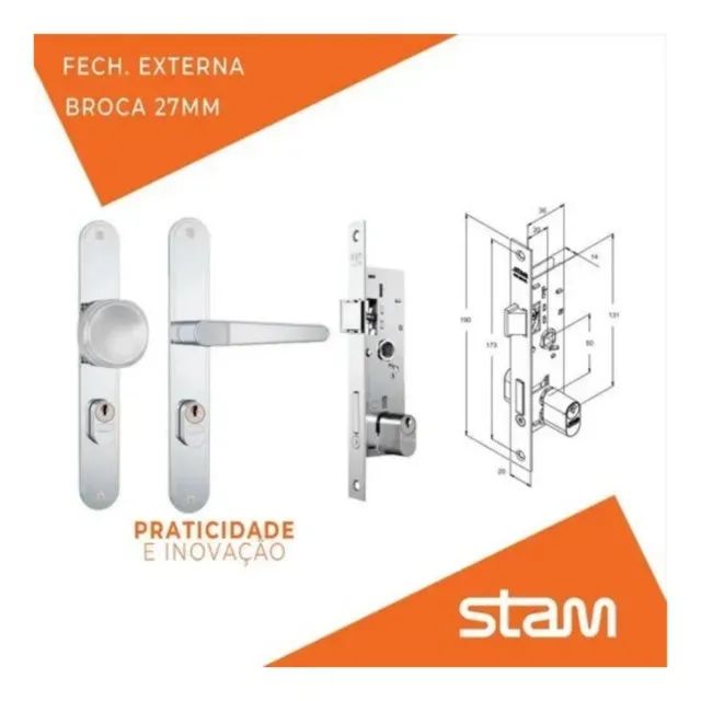 Fechadura 501/03-02 Externa Stam para Porta De Ferro Inox  - Foto 2