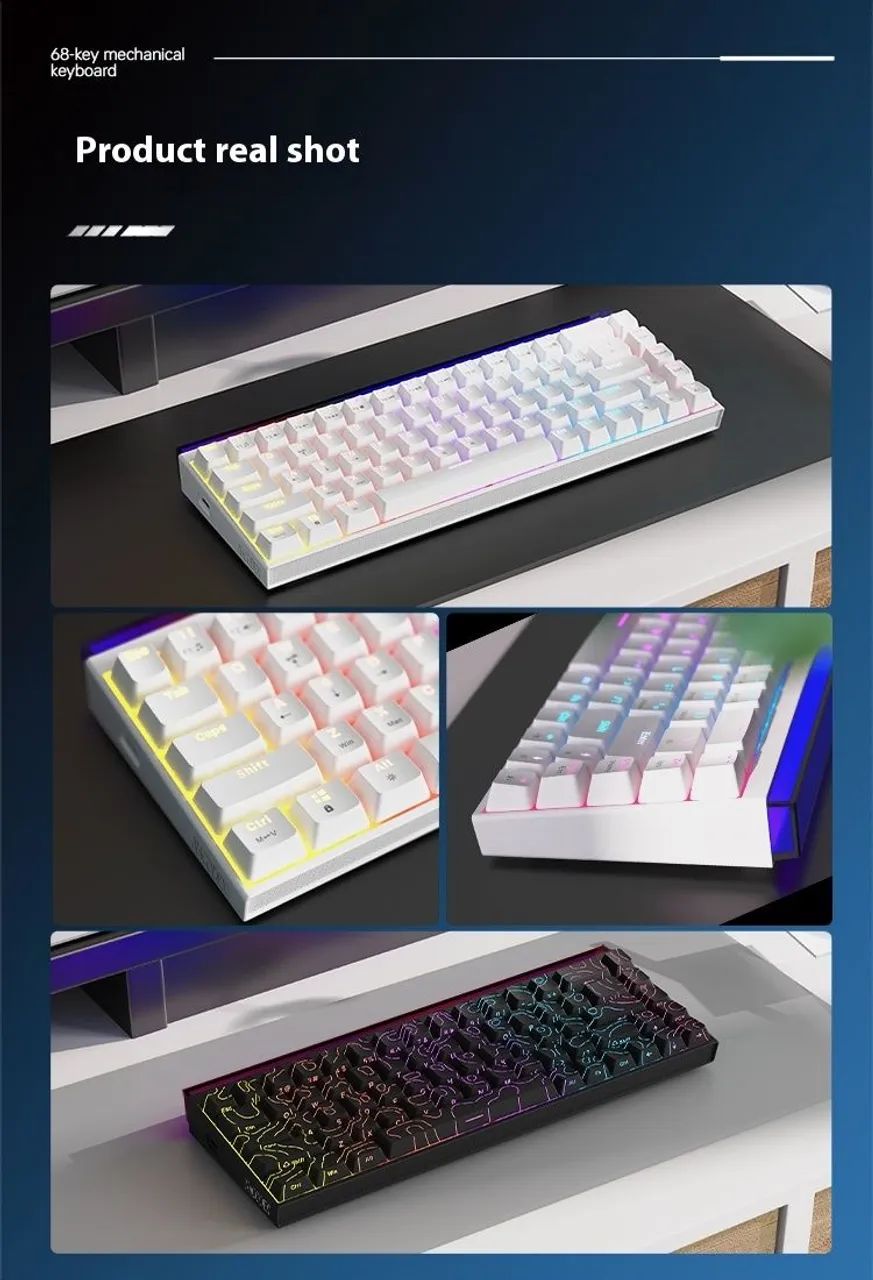 Teclado mecânico Ajazz NK68 RGB Switch red - NOVO - Foto 4