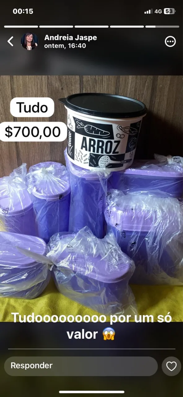 Kit de potes de cozinha Tupperware - Novo
