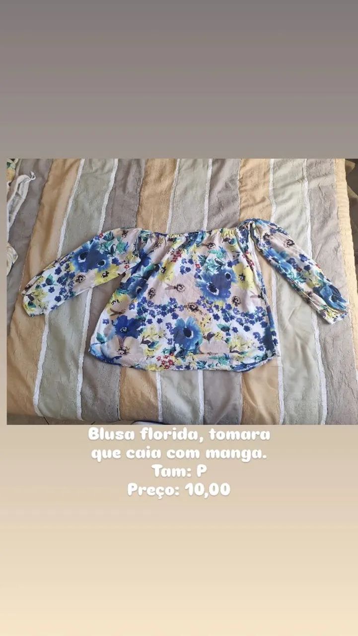 Blusa florida tomara que caia com manga