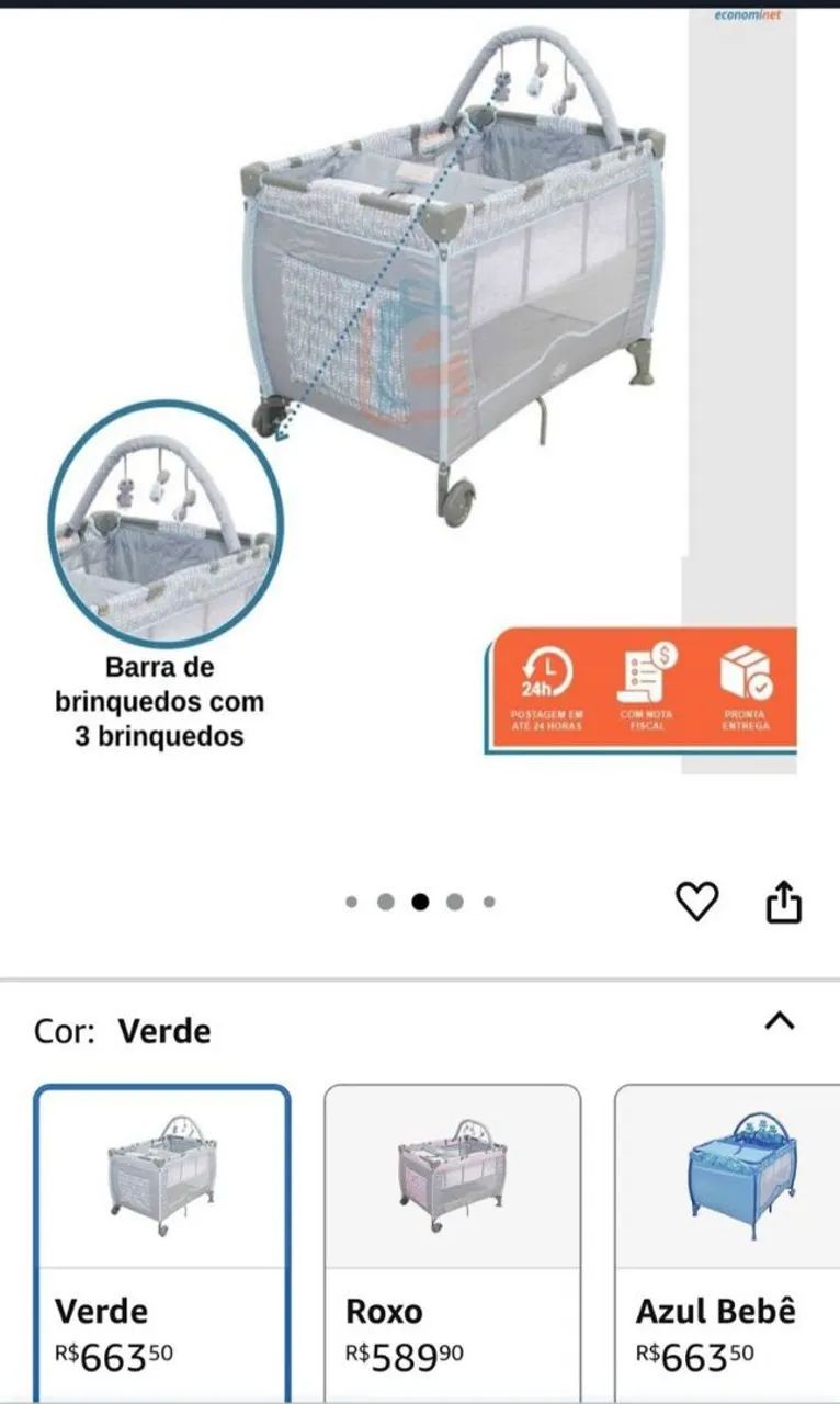 Berço Plus Com Trocador e Mobile Folhas Baby Style - Foto 3