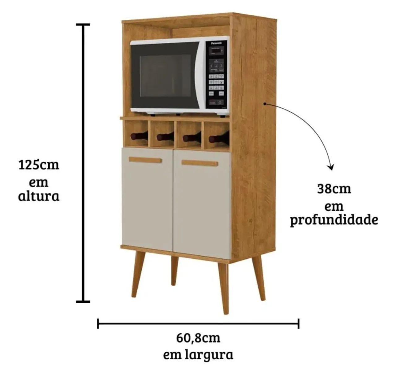 Armário Multiuso com Adega e espaço para Microondas - Foto 3