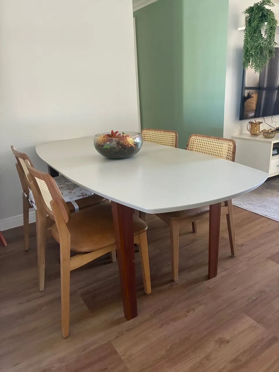 *MESA* Extensível Oval 2,0M Aberta Amêndoa/Off White