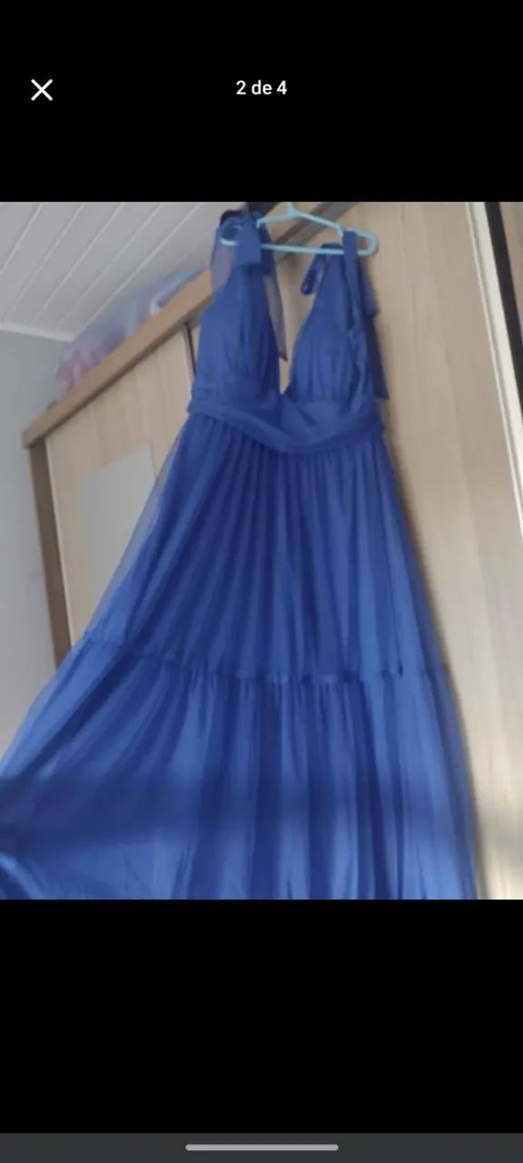 Vestido Longo Azul de Tule - Foto 2