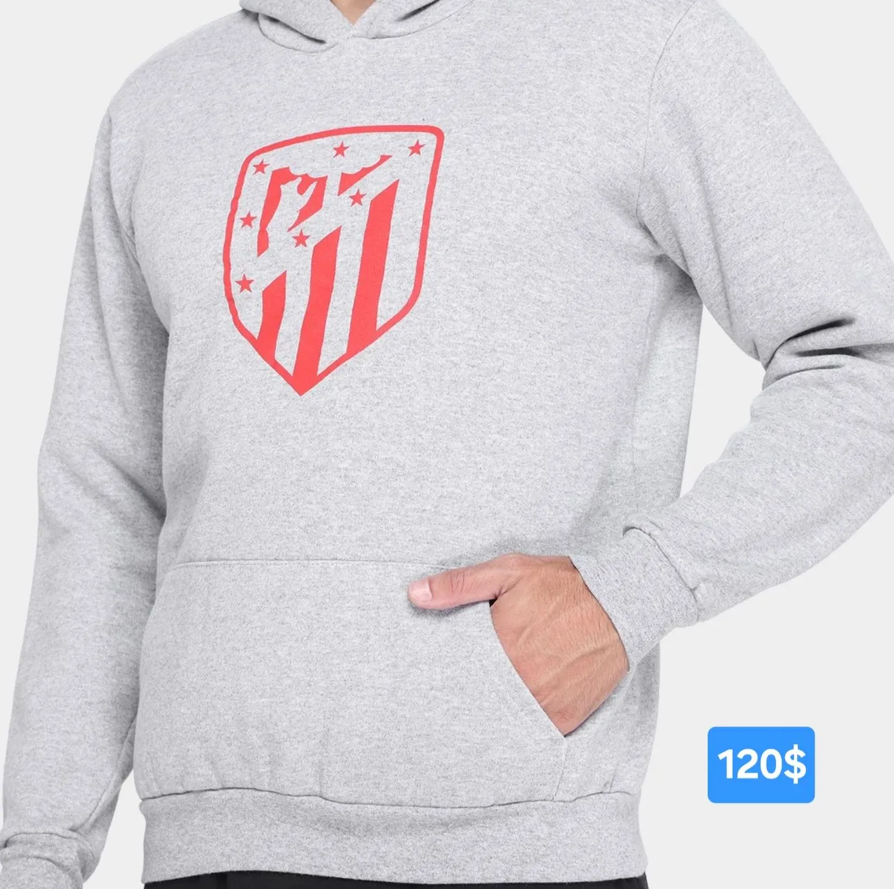 Blusão moletom do Atlético de Madrid licenciado oficial M e G cinza