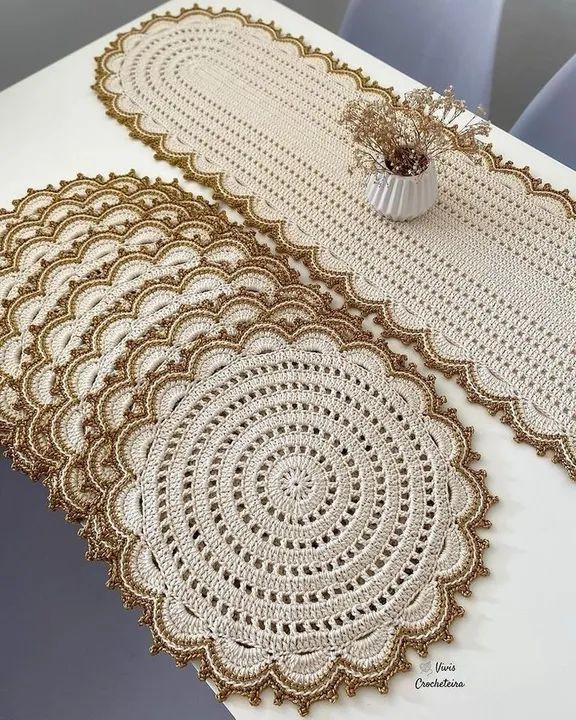 Jogo Americano Crochê Vermelho - 4 Peças - Foto 3