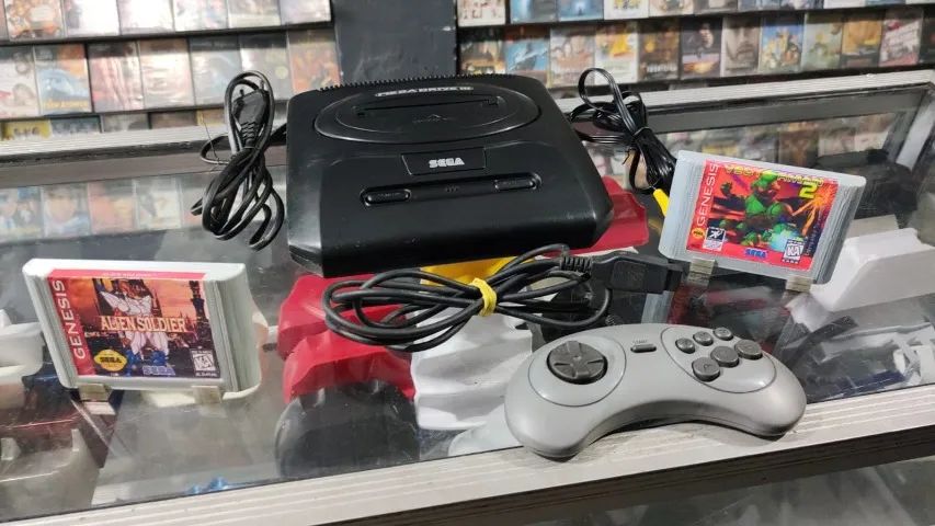 MEGA DRIVE 3 L-1 COM 1 CONTROLE ORIGINAL  2 JOGOS E CABOS - Foto 6