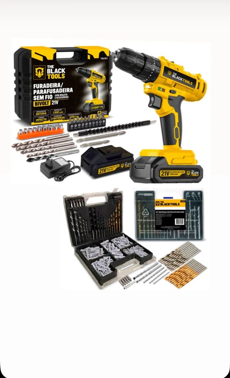 Furadeira/Parafusadeira Bivolt 21V Sem Fio - The Black Tools - Foto 4