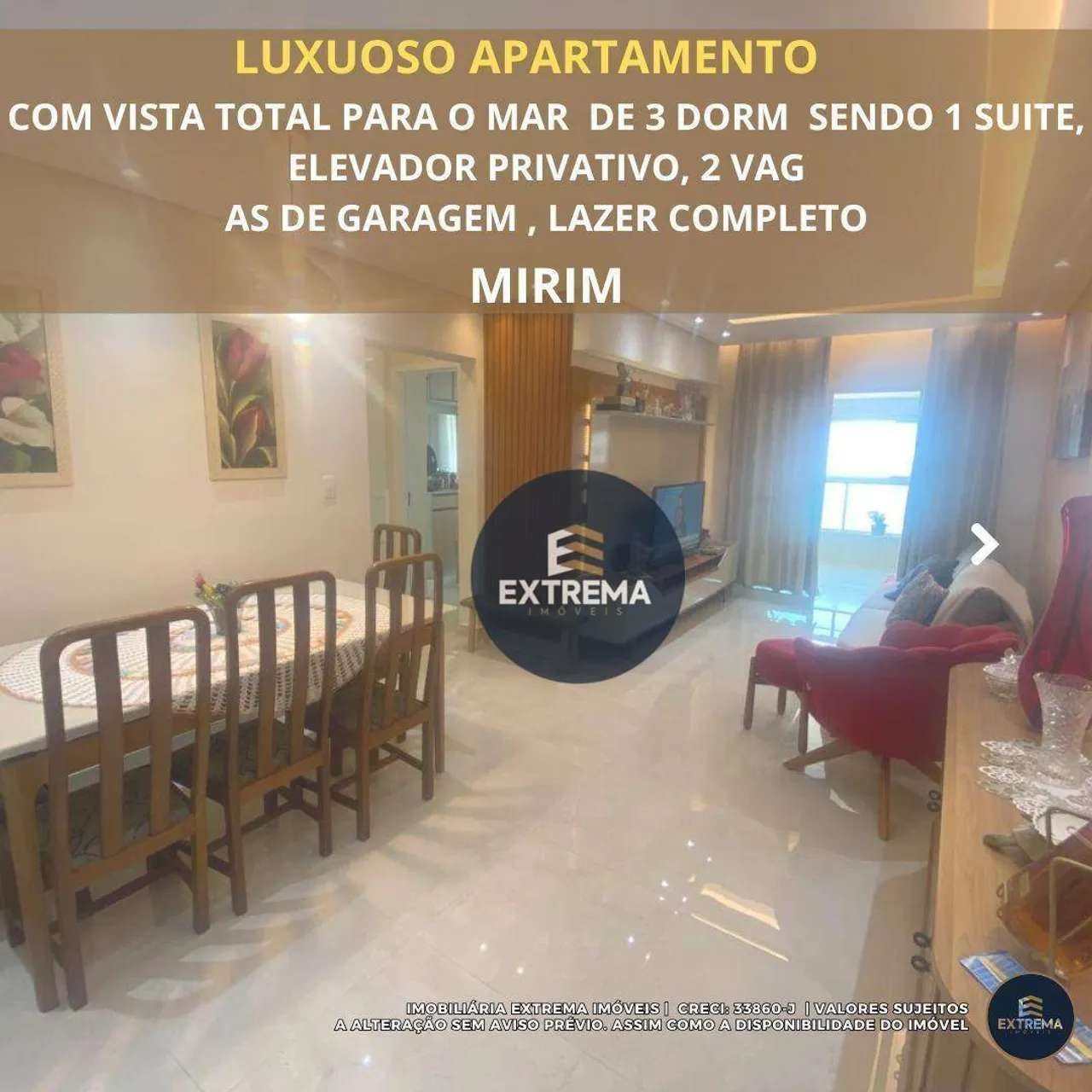 Luxuoso Apartamento Frente Mar em Praia Grande 3 Dormitórios, 2 Vagas, Lazer Completo e V