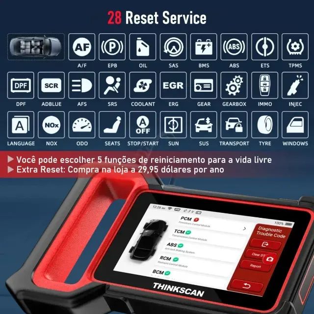 Thinkcar Thinkscan Plus S7 Automotivo Scanner OBD2 p/ AF ABS Óleo Ferramenta Profissional - Foto 3