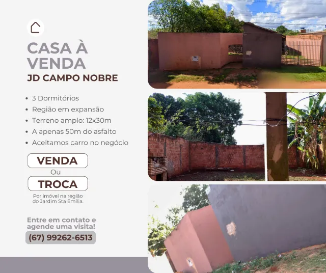 CASA NO JARDIM CAMPO NOBRE - ESCRITURADA