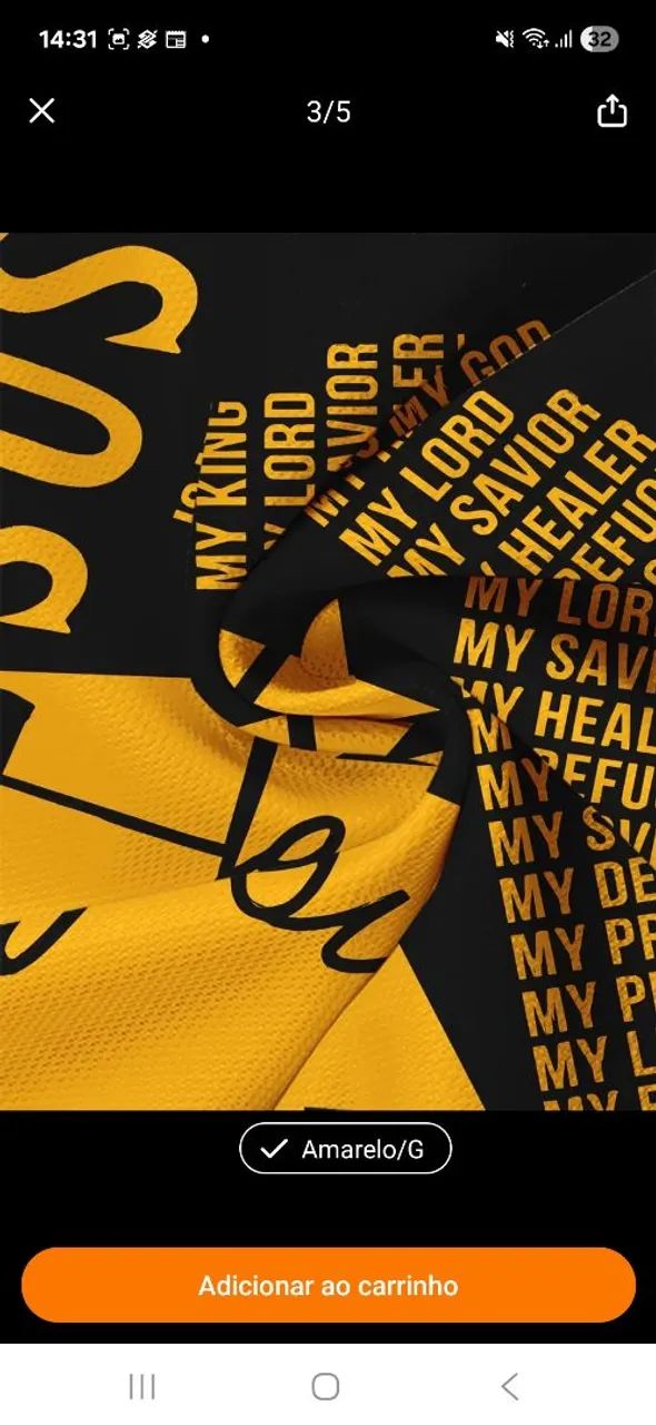 Camiseta Jesus - Amarelo e Preto - Foto 2