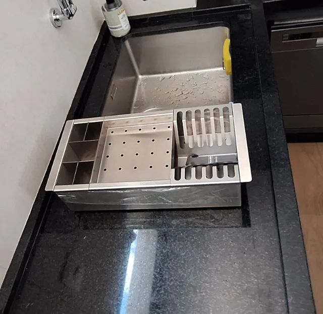 Cesto Escorredor Inox 3 Módulos Para Cuba - Calha Úmida - Foto 2