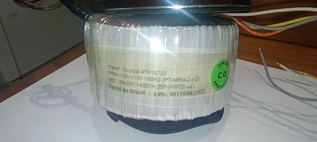 Transformador toroidal Primário 115 + 115V/60Hz e secundário 33 + 33V / 400VA  - Foto 2