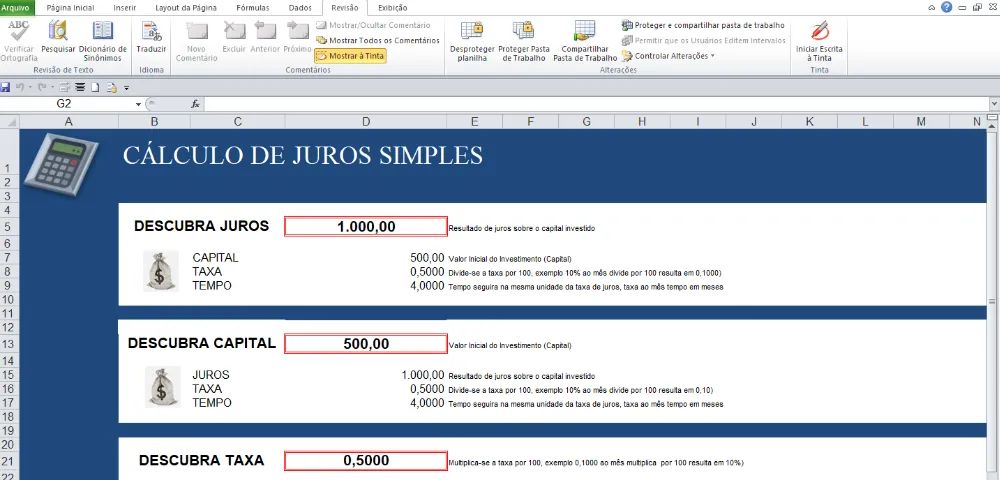 Planilha Completa De Cálculo De Juros Simples E Compostos  - Foto 2