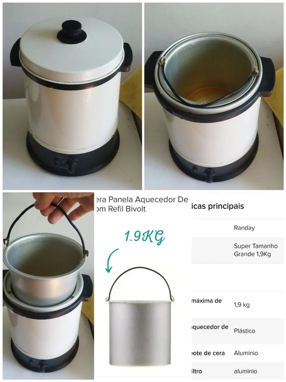 Panela Aquecedora de Cera Randay 1,9 k