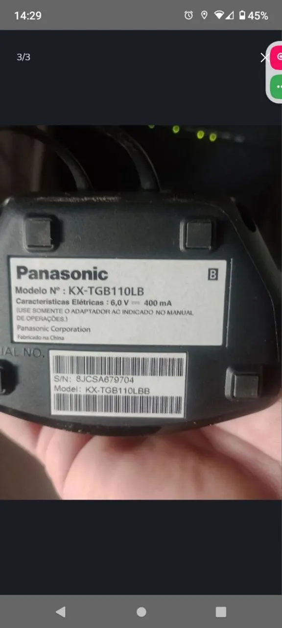 Telefone sem fio Panasonic KX-TGB110LB