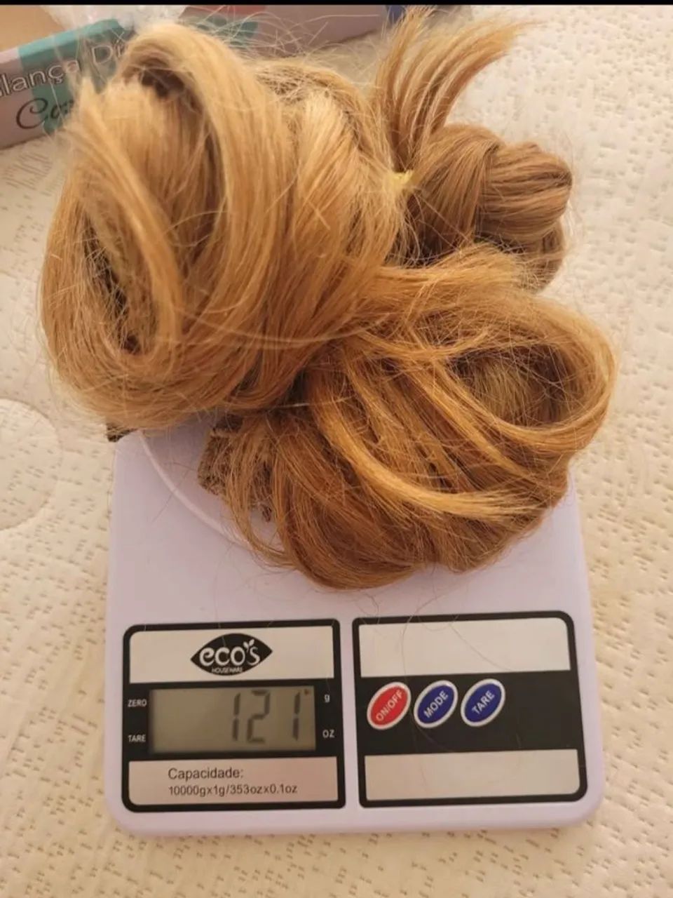 Cabelo humano loiro mel, 121g  peso, 37 cm comprimento,   - Foto 2