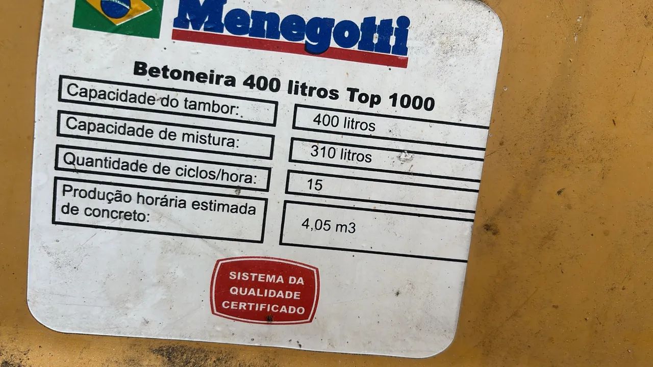 Betoneira 400L usada funcionando motor avaria no tambor  - Foto 3