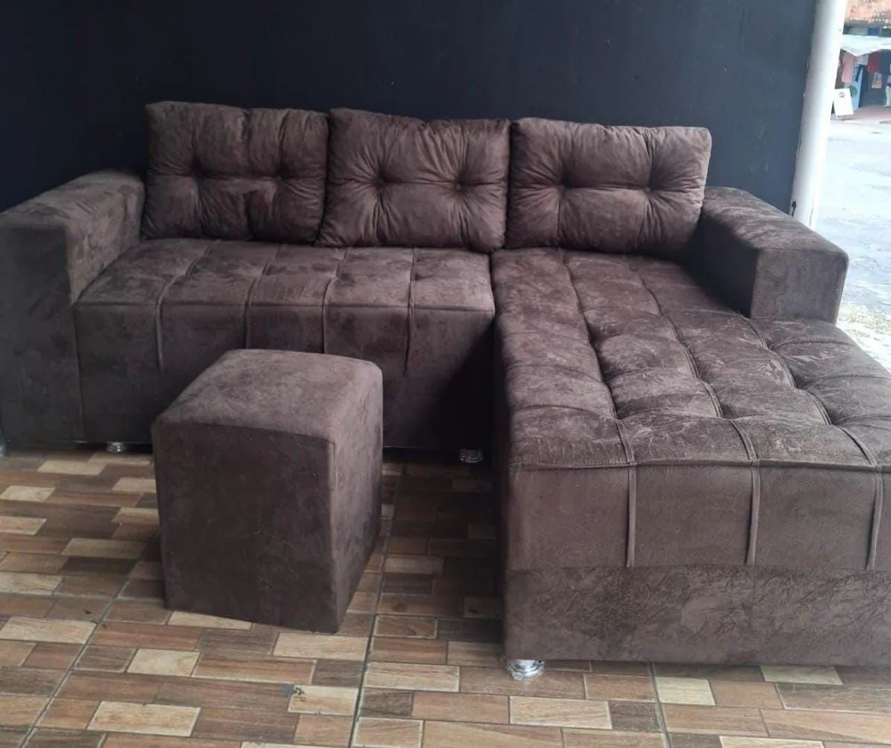 Sofás chaise com puff 